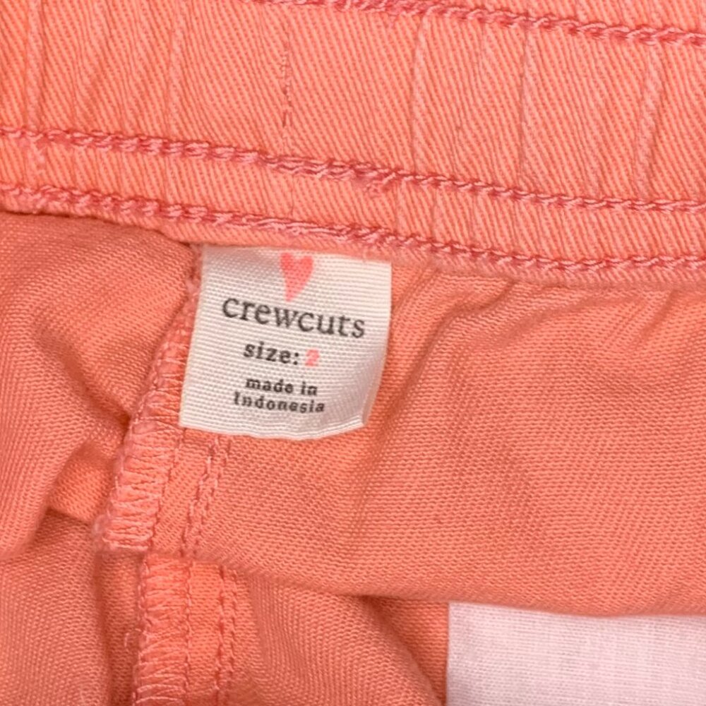 Crewcuts Coral Pull-On Shorts Size 2 Girls Summer Shorts Gold Drawstring - Picture 3 of 3